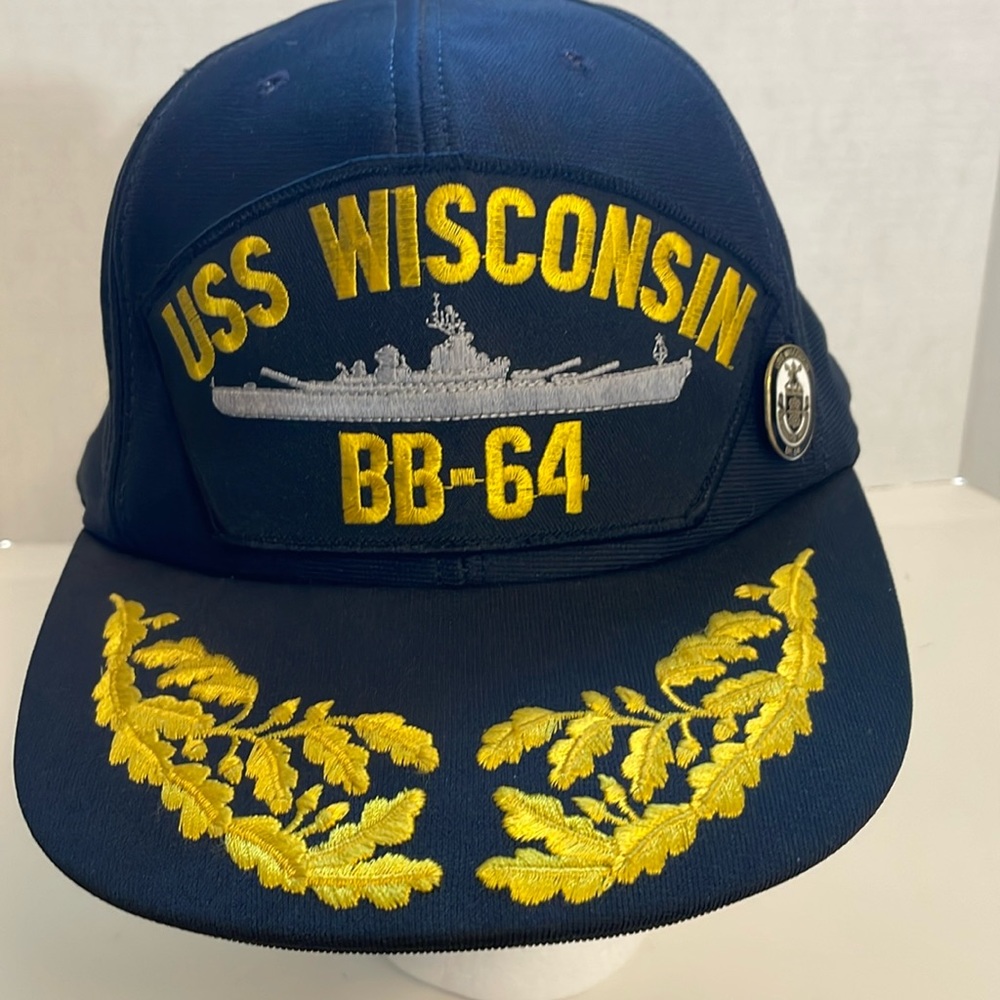 Vintage USS Wisconsin BB-64 SnapBack baseball Hat Cap Navy Marines Made in USA
